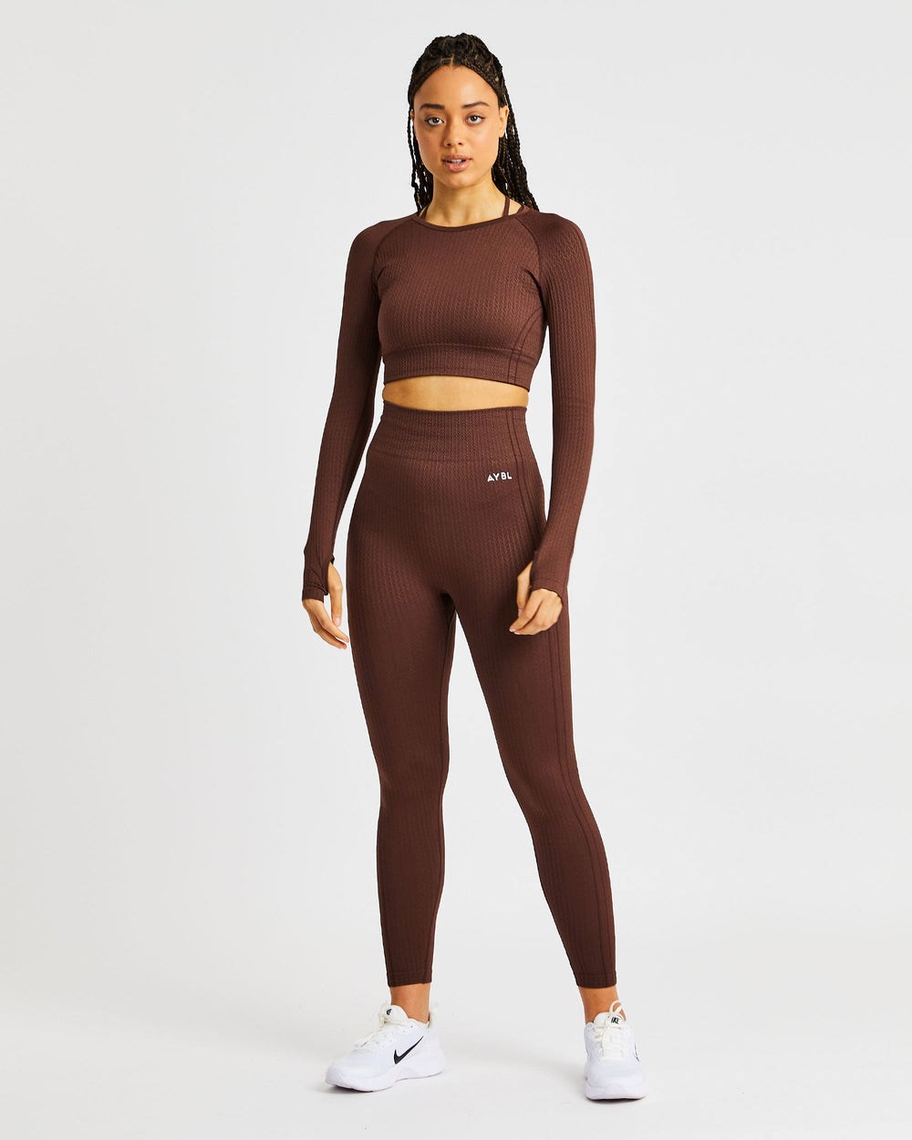 AYBL Luxe Seamless Long Sleeve Crop Top Marrones | EHJKY9186