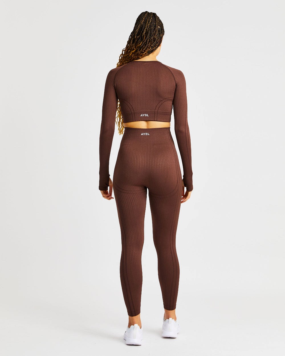 AYBL Luxe Seamless Long Sleeve Crop Top Marrones | UJMQE1935