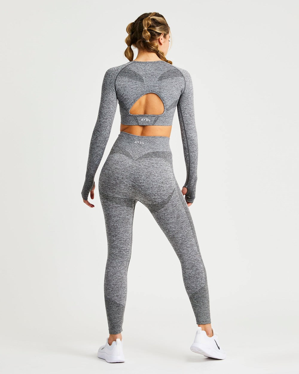 AYBL Motion Seamless Long Sleeve Crop Top Gris | ARBVG4239