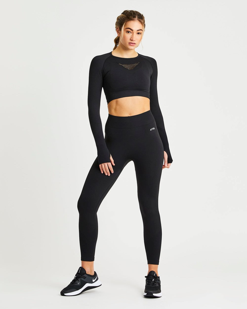 AYBL Motion Seamless Long Sleeve Crop Top Negras | DCEFU6401