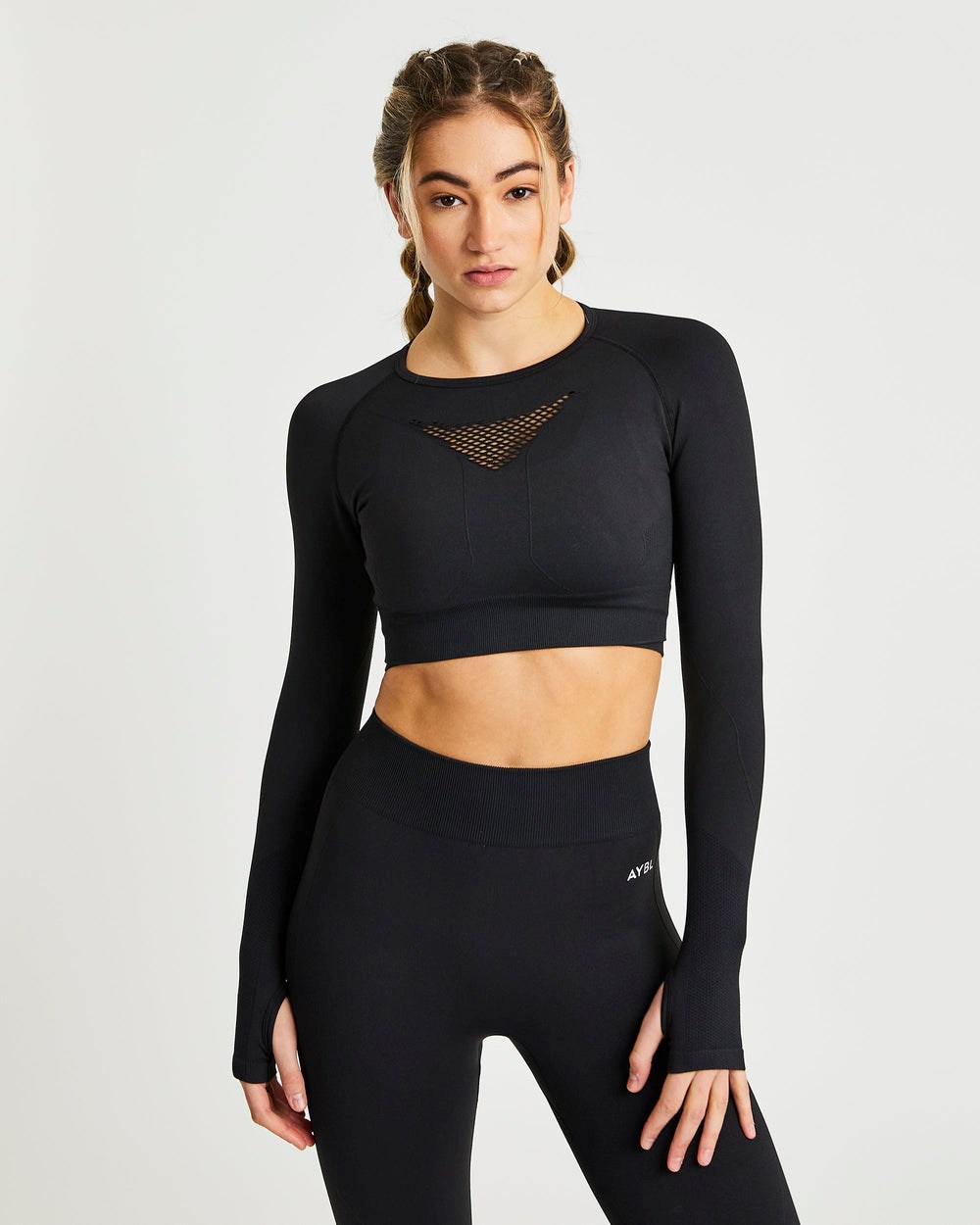 AYBL Motion Seamless Long Sleeve Crop Top Negras | DCEFU6401