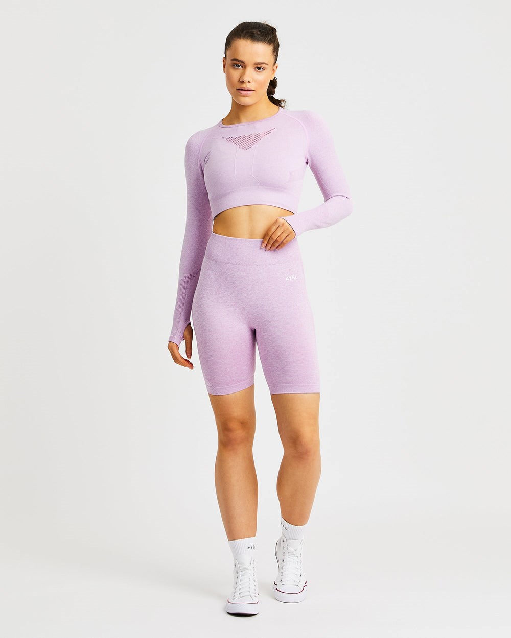 AYBL Motion Seamless Long Sleeve Crop Top Rosas | JBCDP2641