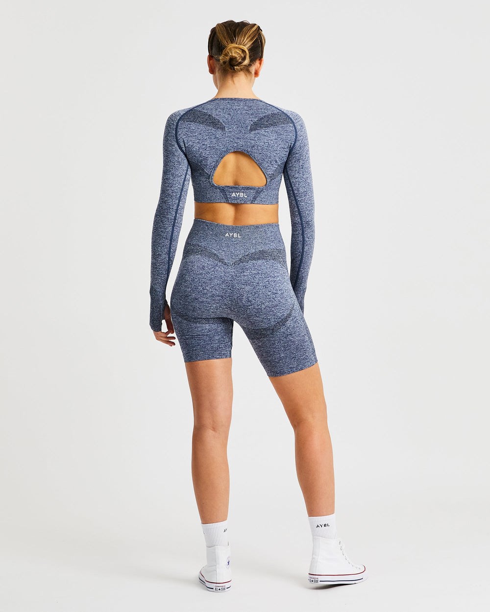 AYBL Motion Seamless Long Sleeve Crop Top Azul Marino | KIZQT9065