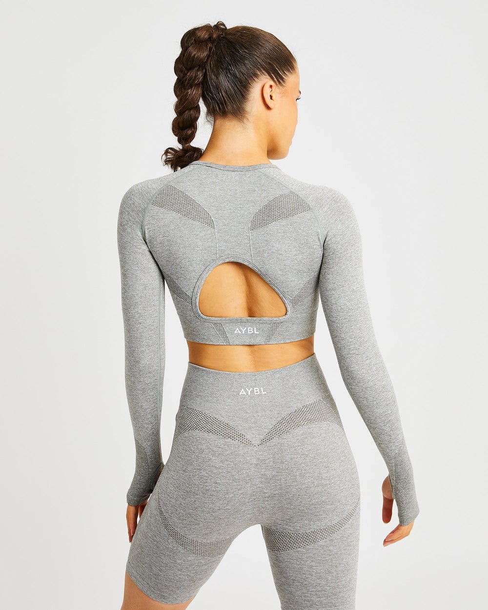 AYBL Motion Seamless Long Sleeve Crop Top Kaki | LTZUJ2308