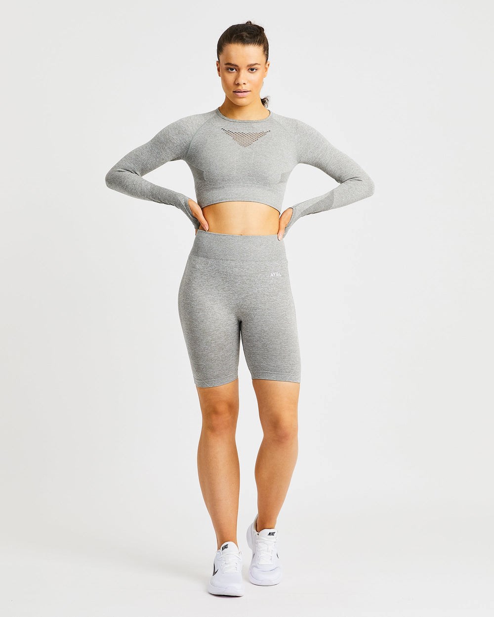 AYBL Motion Seamless Long Sleeve Crop Top Kaki | LTZUJ2308