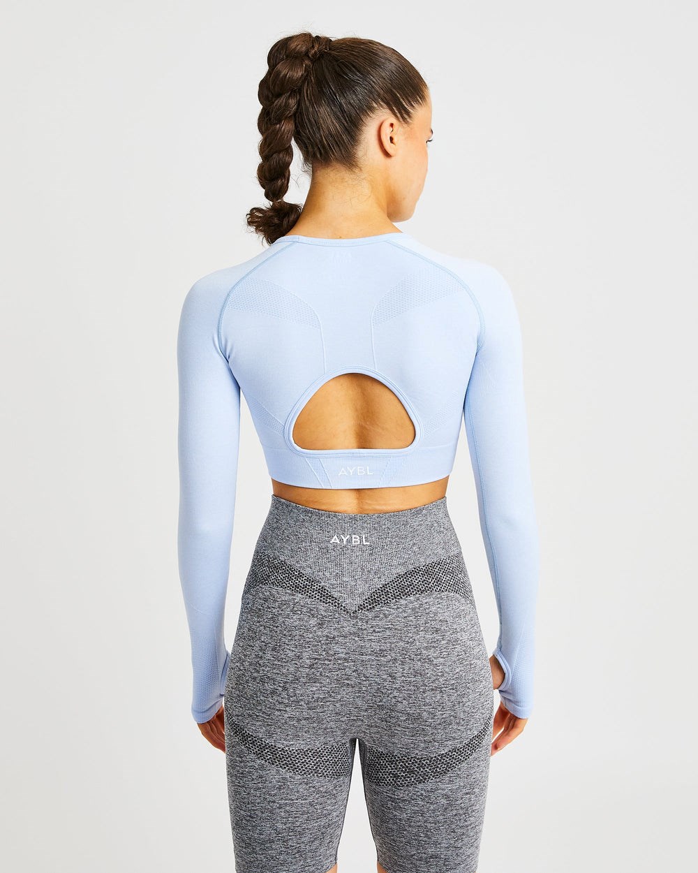 AYBL Motion Seamless Long Sleeve Crop Top Azules | NFQVX9456