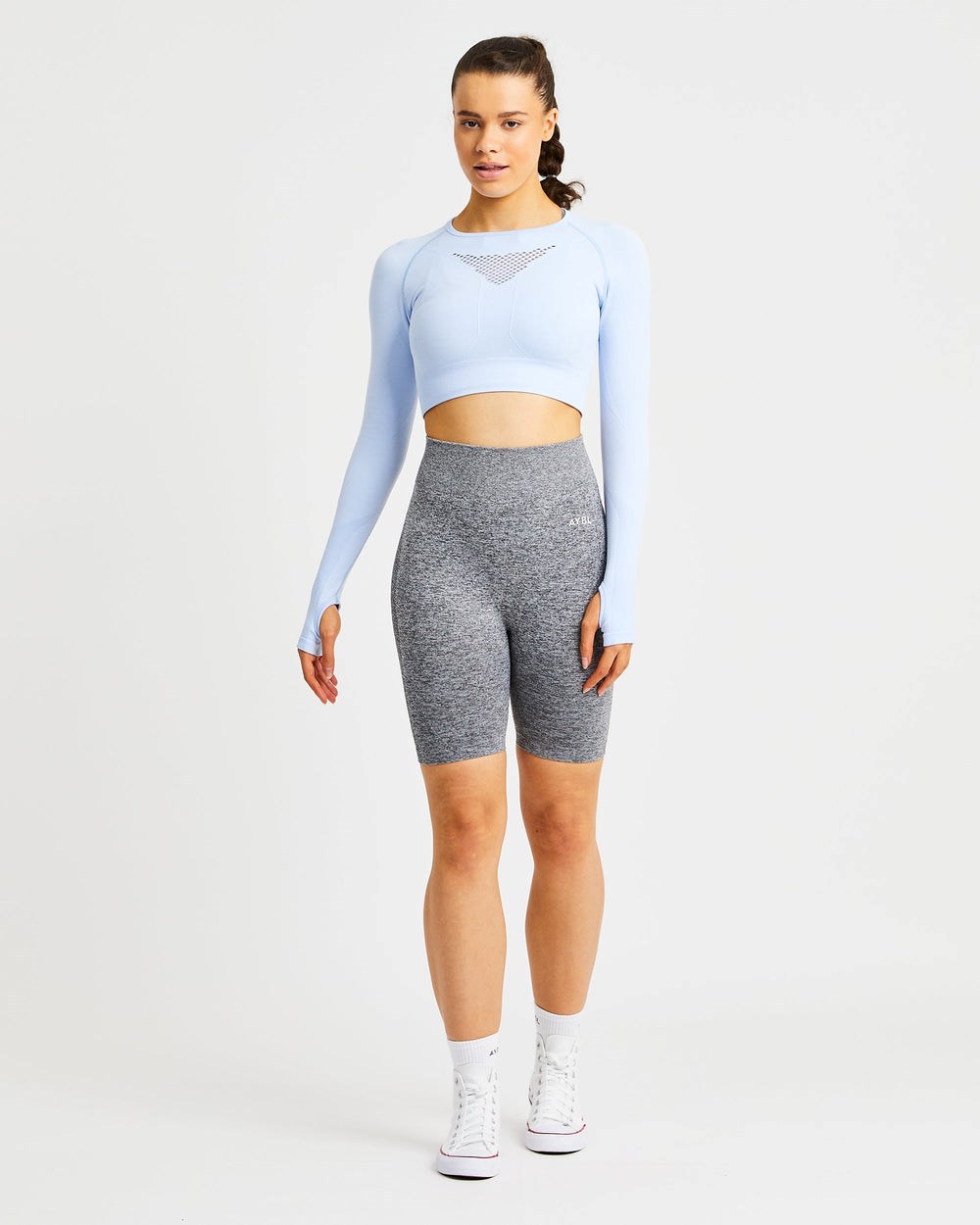 AYBL Motion Seamless Long Sleeve Crop Top Azules | NFQVX9456