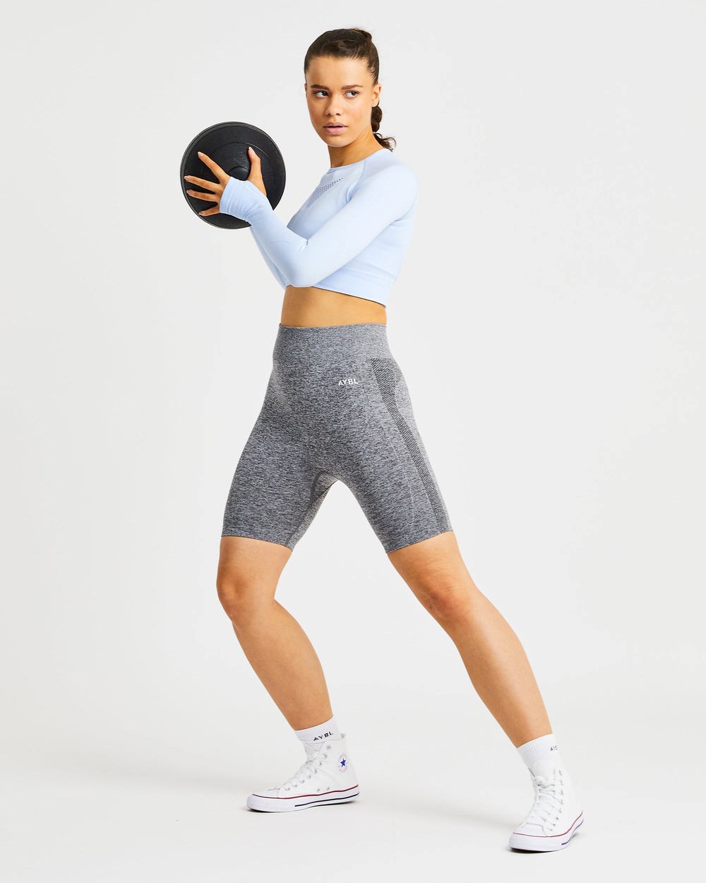 AYBL Motion Seamless Long Sleeve Crop Top Azules | NFQVX9456