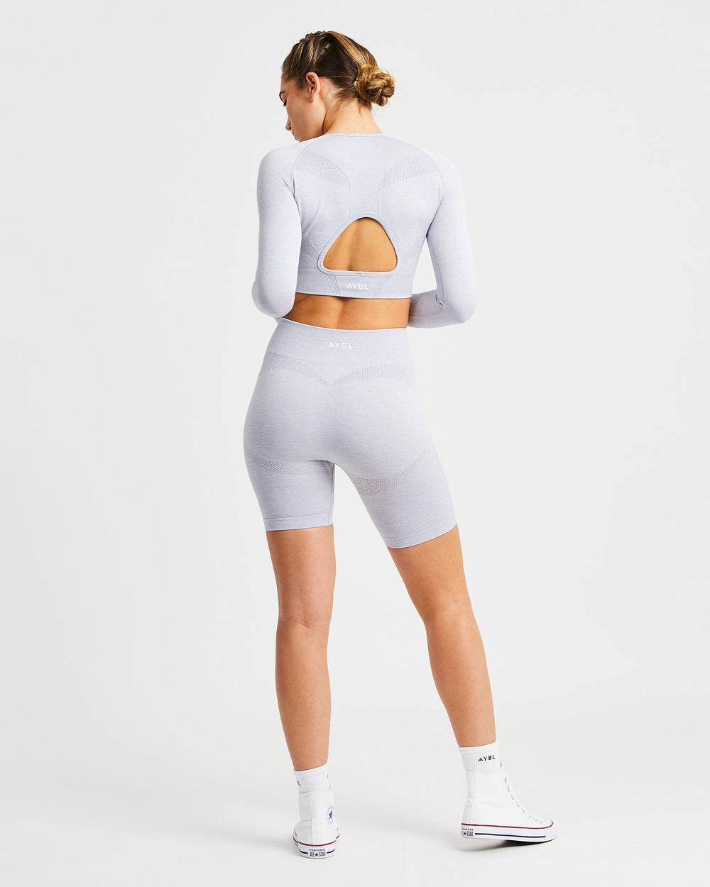 AYBL Motion Seamless Long Sleeve Crop Top Gris Claro | SOPWI8374