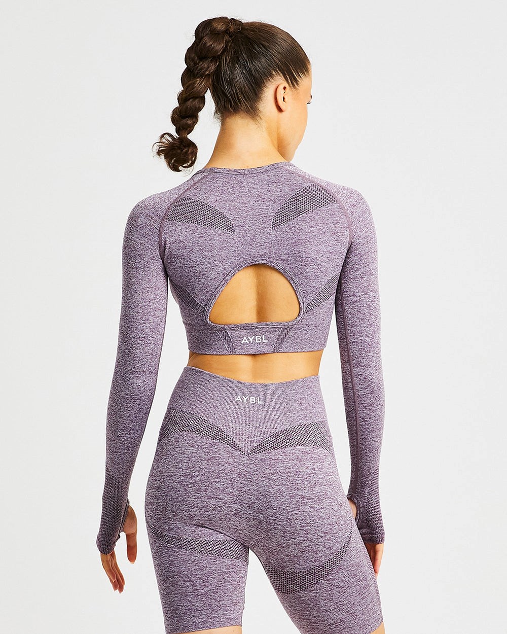 AYBL Motion Seamless Long Sleeve Crop Top Moradas | UQXNZ1840