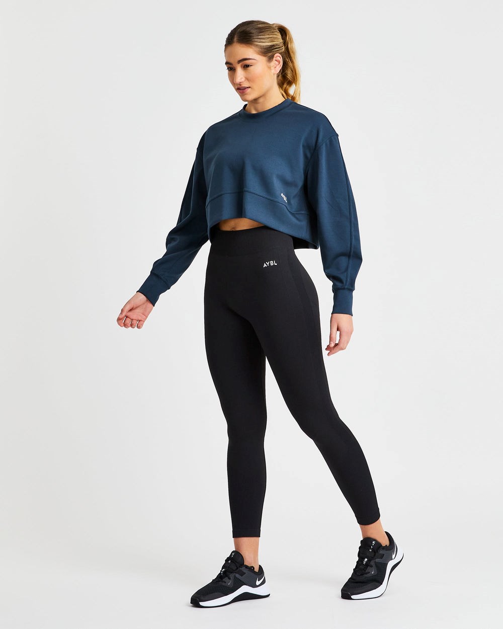 AYBL Oversized Crop Jumper Azul Marino | UTQJI4063