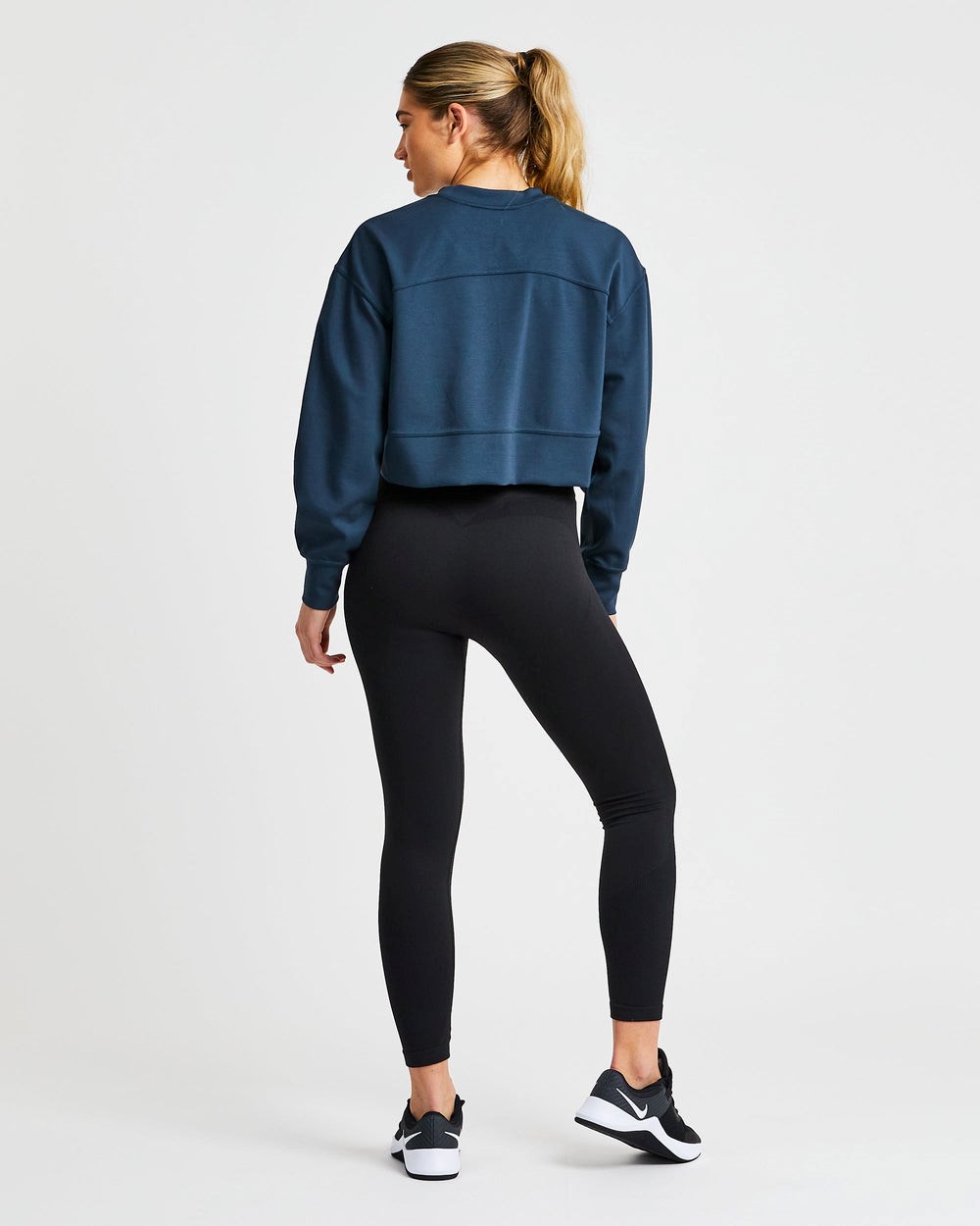 AYBL Oversized Crop Jumper Azul Marino | UTQJI4063