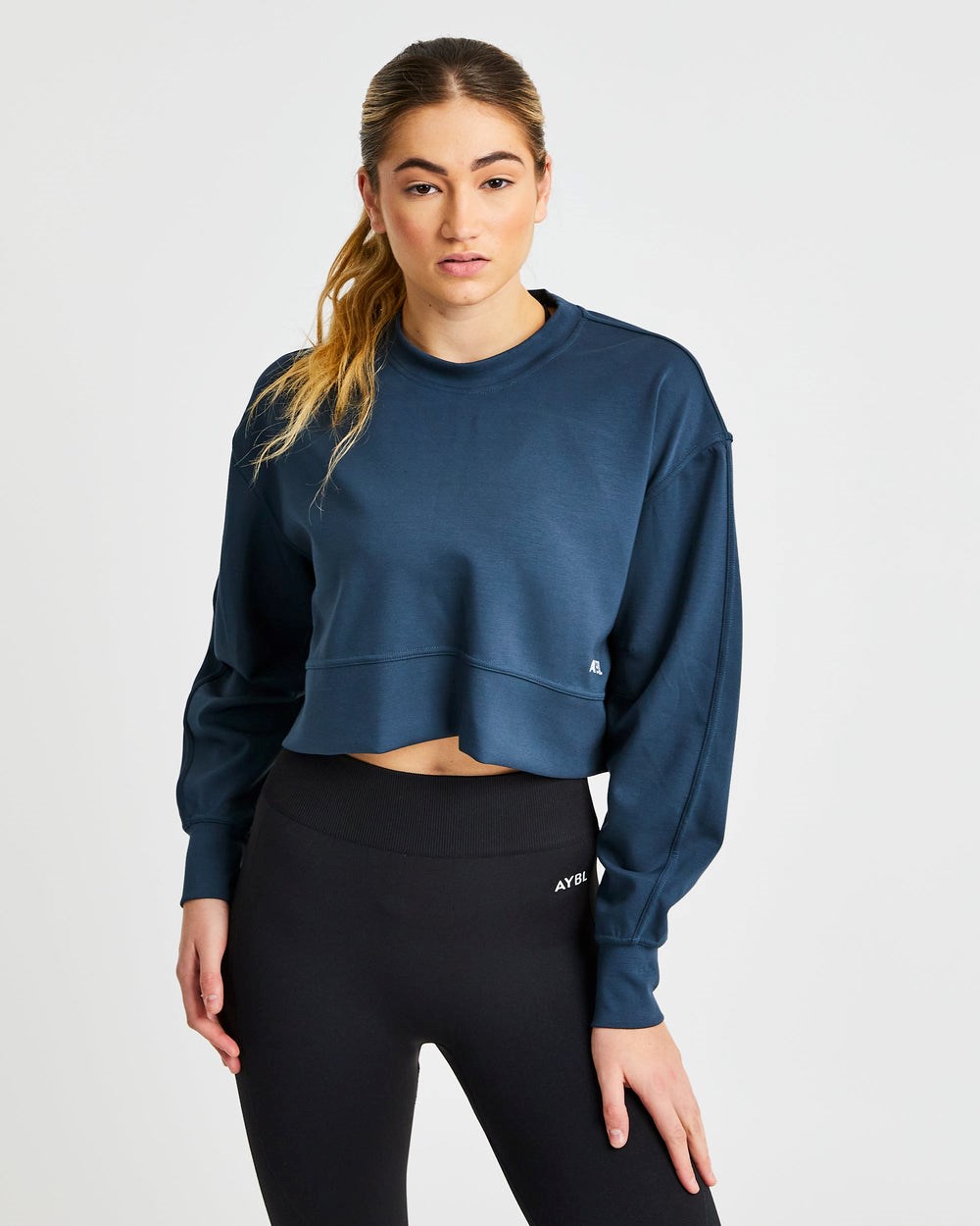 AYBL Oversized Crop Jumper Azul Marino | UTQJI4063