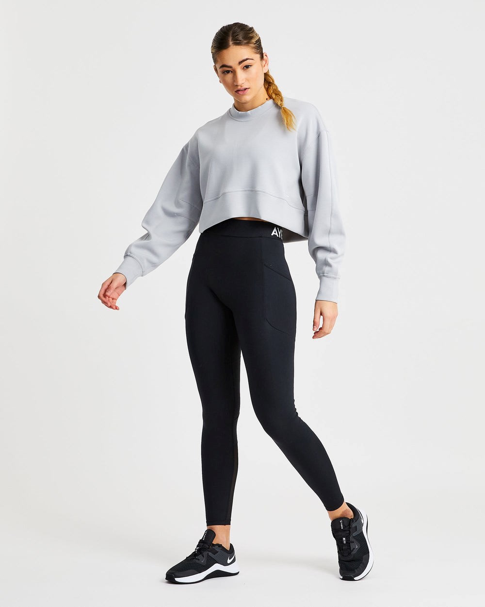 AYBL Oversized Crop Jumper Gris | UANSV1372