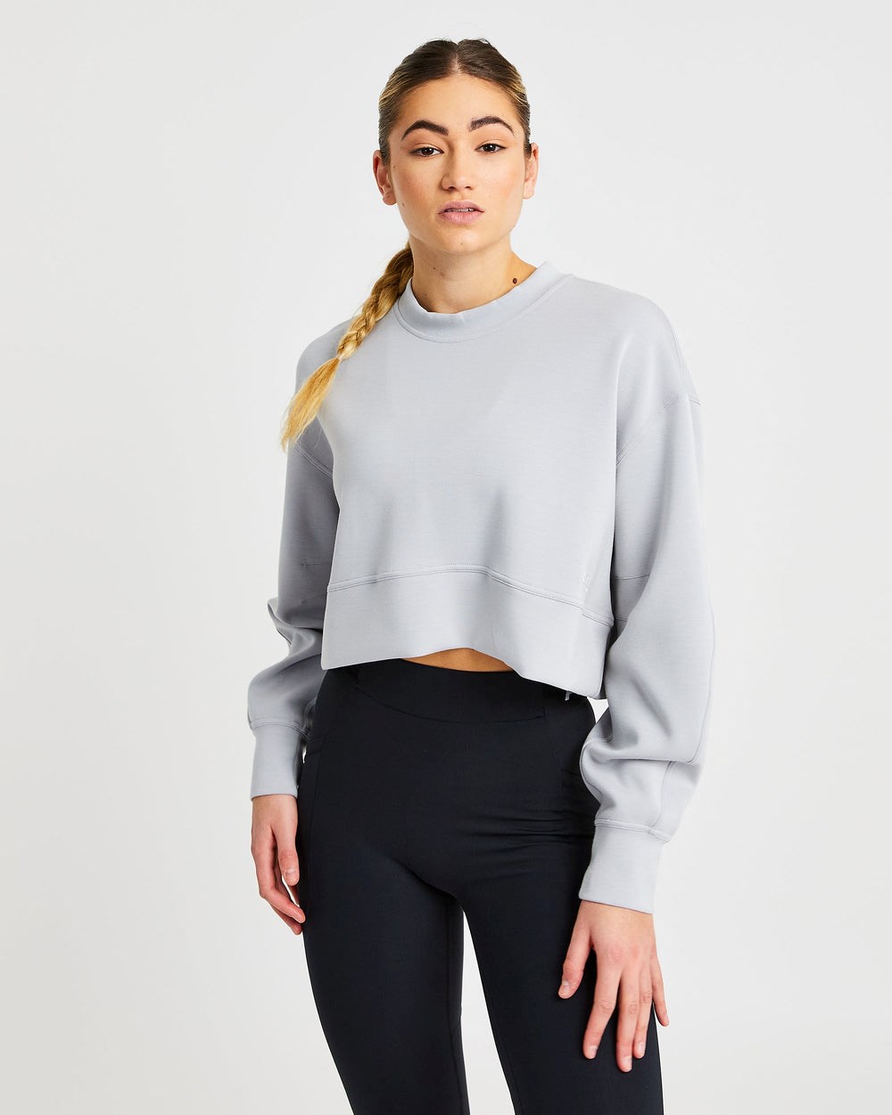 AYBL Oversized Crop Jumper Gris | UANSV1372