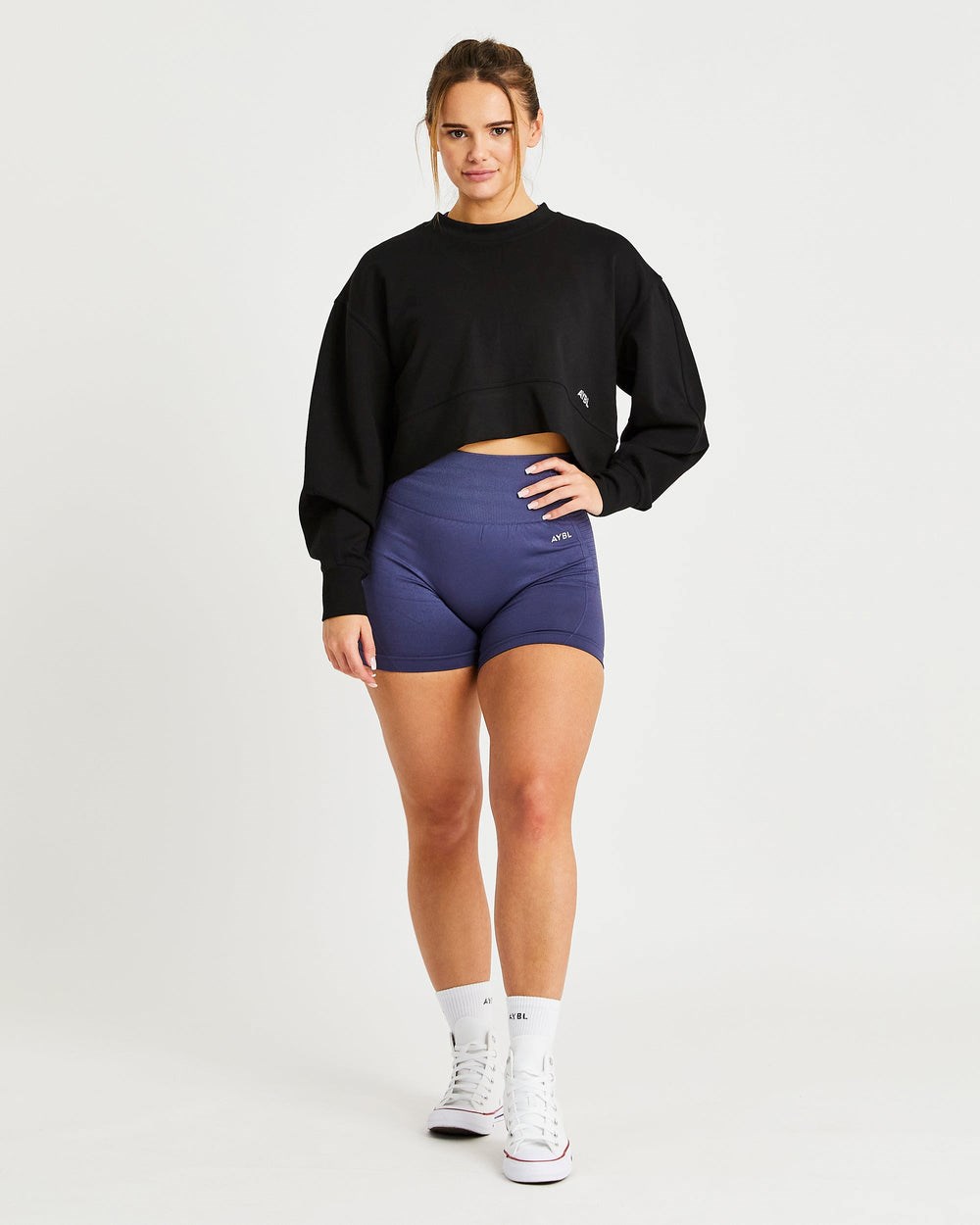 AYBL Oversized Crop Jumper Negras | HMYKW6295