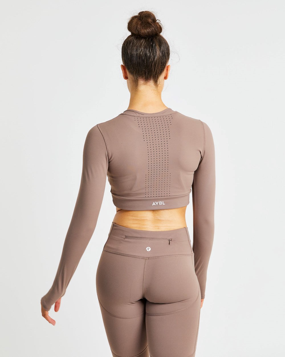 AYBL Pace Long Sleeve Crop Top Marrones | GLZHE9702