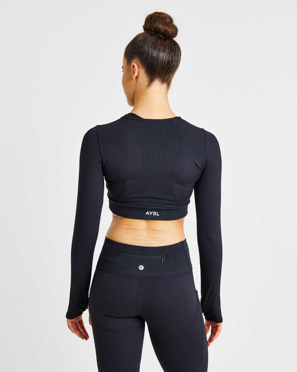 AYBL Pace Long Sleeve Crop Top Negras | EYAUZ1836