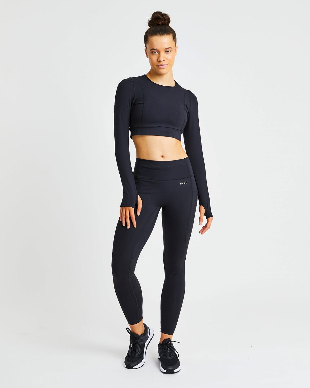 AYBL Pace Long Sleeve Crop Top Negras | EYAUZ1836