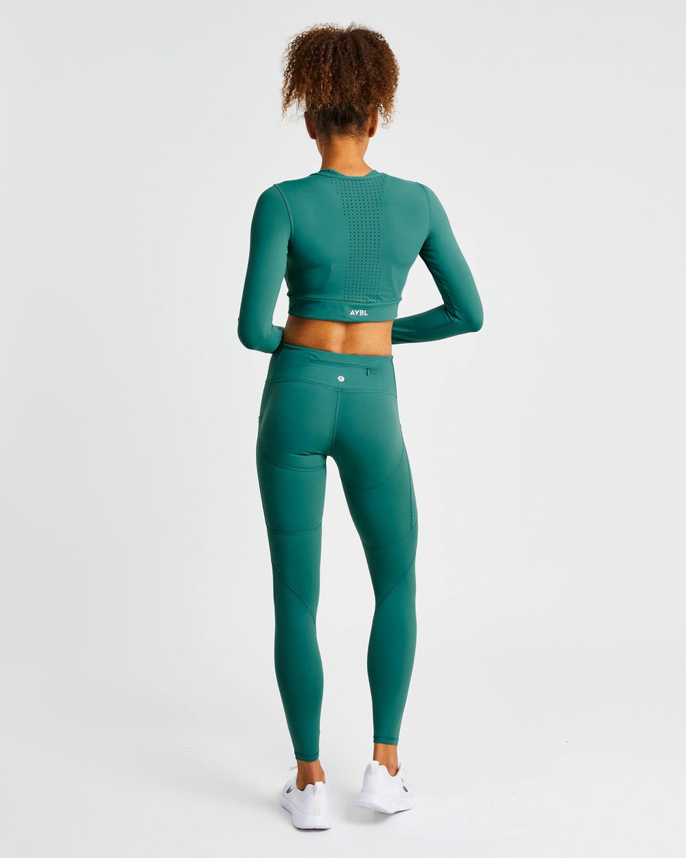 AYBL Pace Long Sleeve Crop Top Verde Oscuro | BRZNP8147