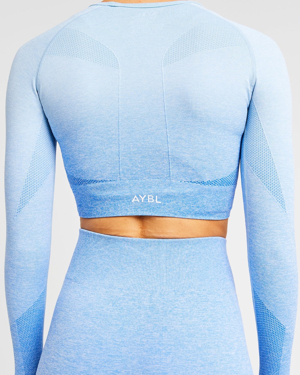 AYBL Pulse Ombré Seamless Long Sleeve Crop Top Azules | ANBDK0276