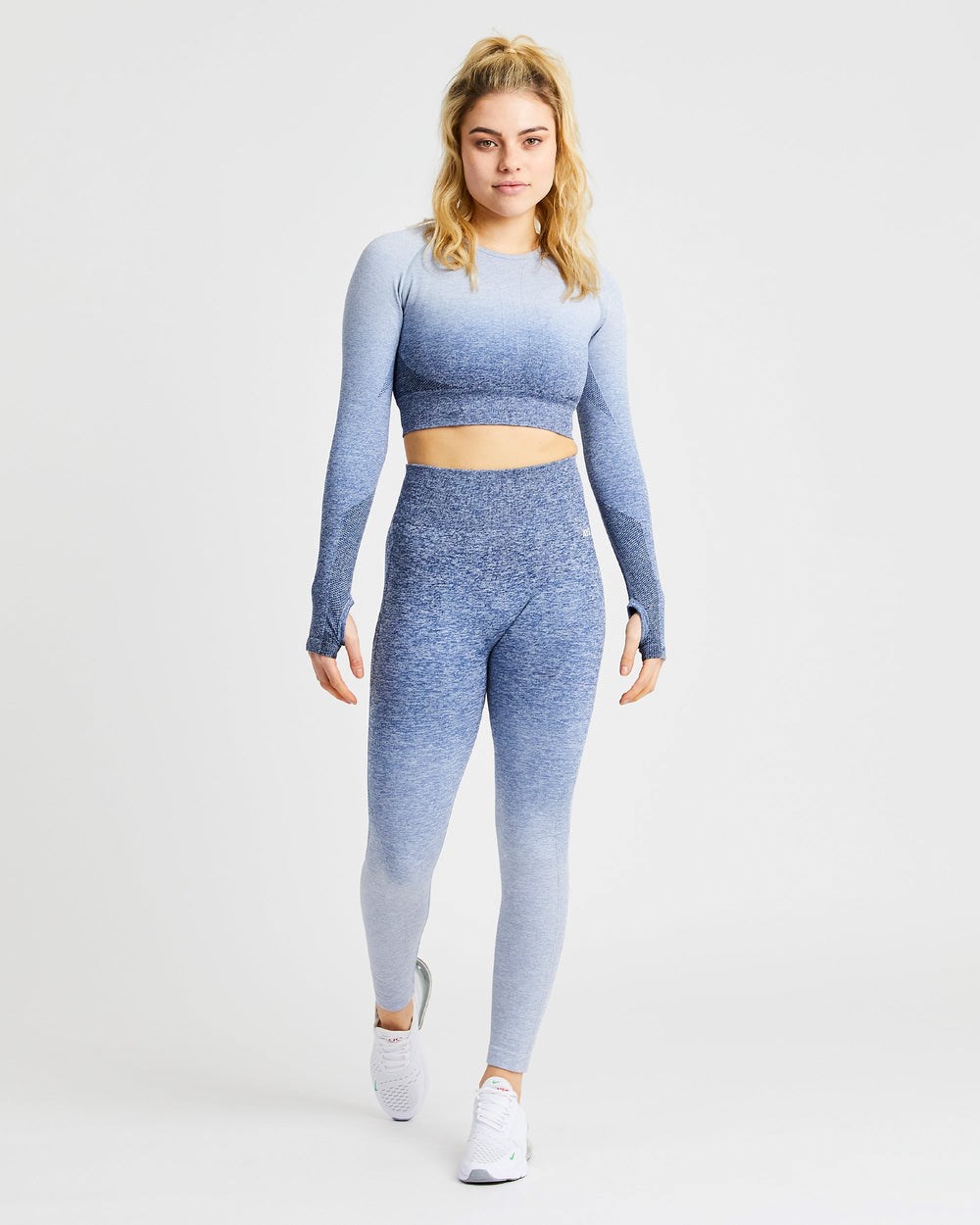 AYBL Pulse Ombré Seamless Long Sleeve Crop Top Azul Marino | BQIRP3620