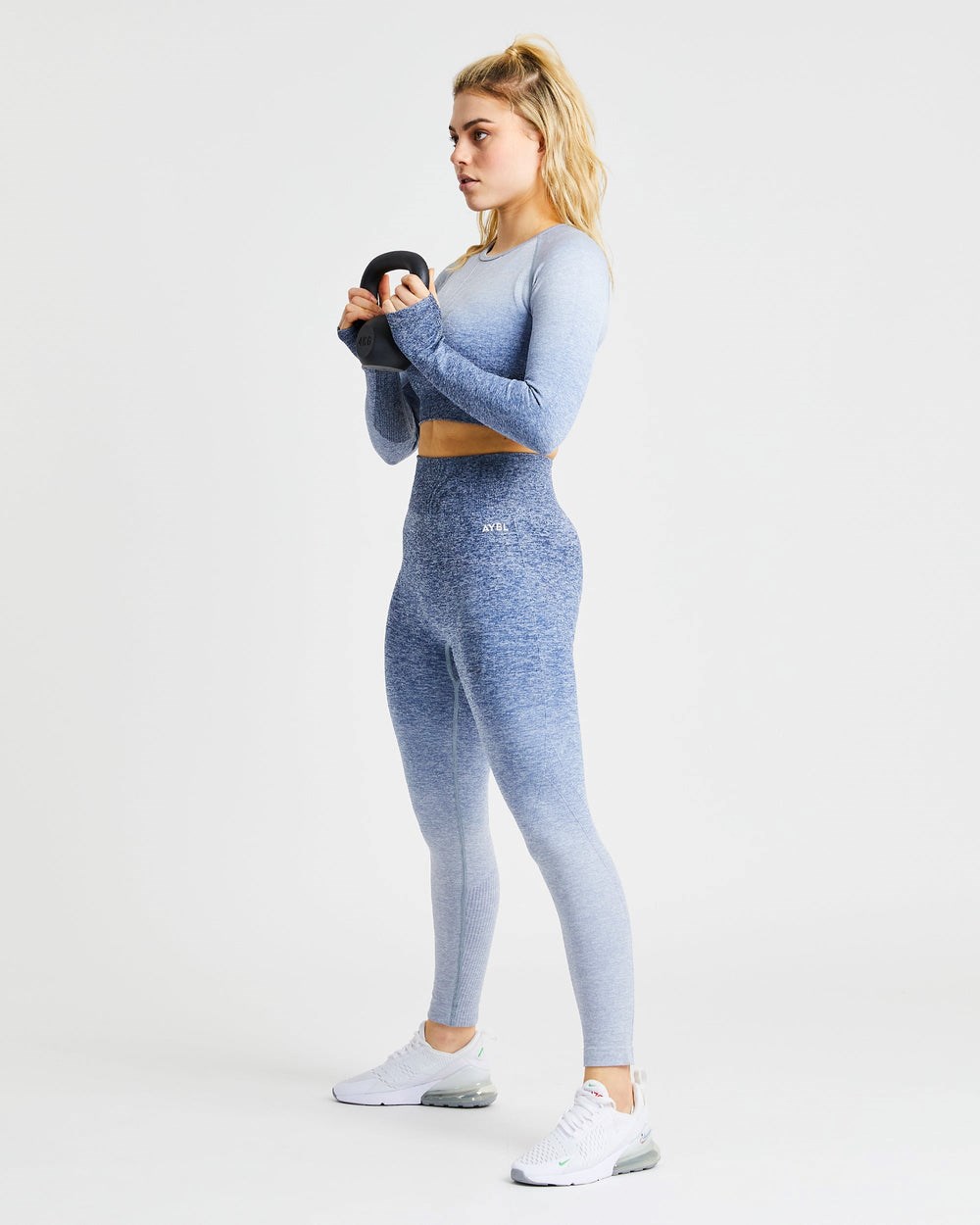 AYBL Pulse Ombré Seamless Long Sleeve Crop Top Azul Marino | BQIRP3620