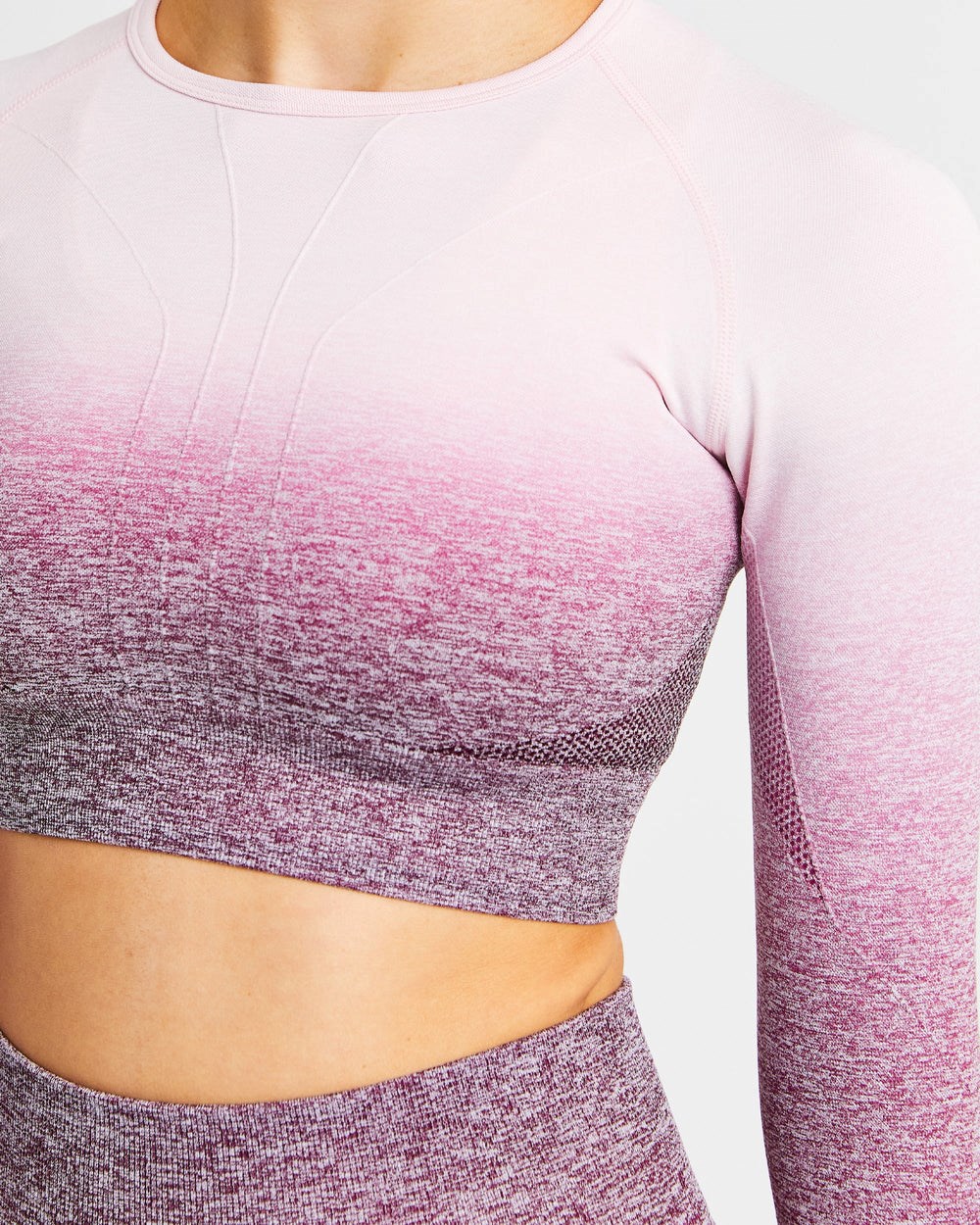 AYBL Pulse Ombré Seamless Long Sleeve Crop Top Plum | CBAZT0278