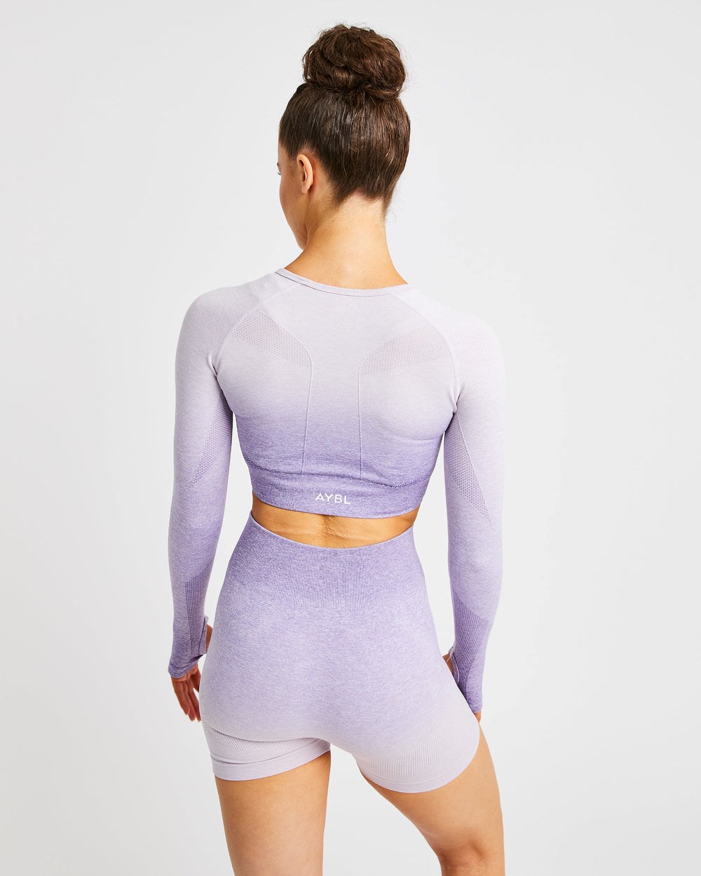 AYBL Pulse Ombré Seamless Long Sleeve Crop Top Lilac | MSFLN0832