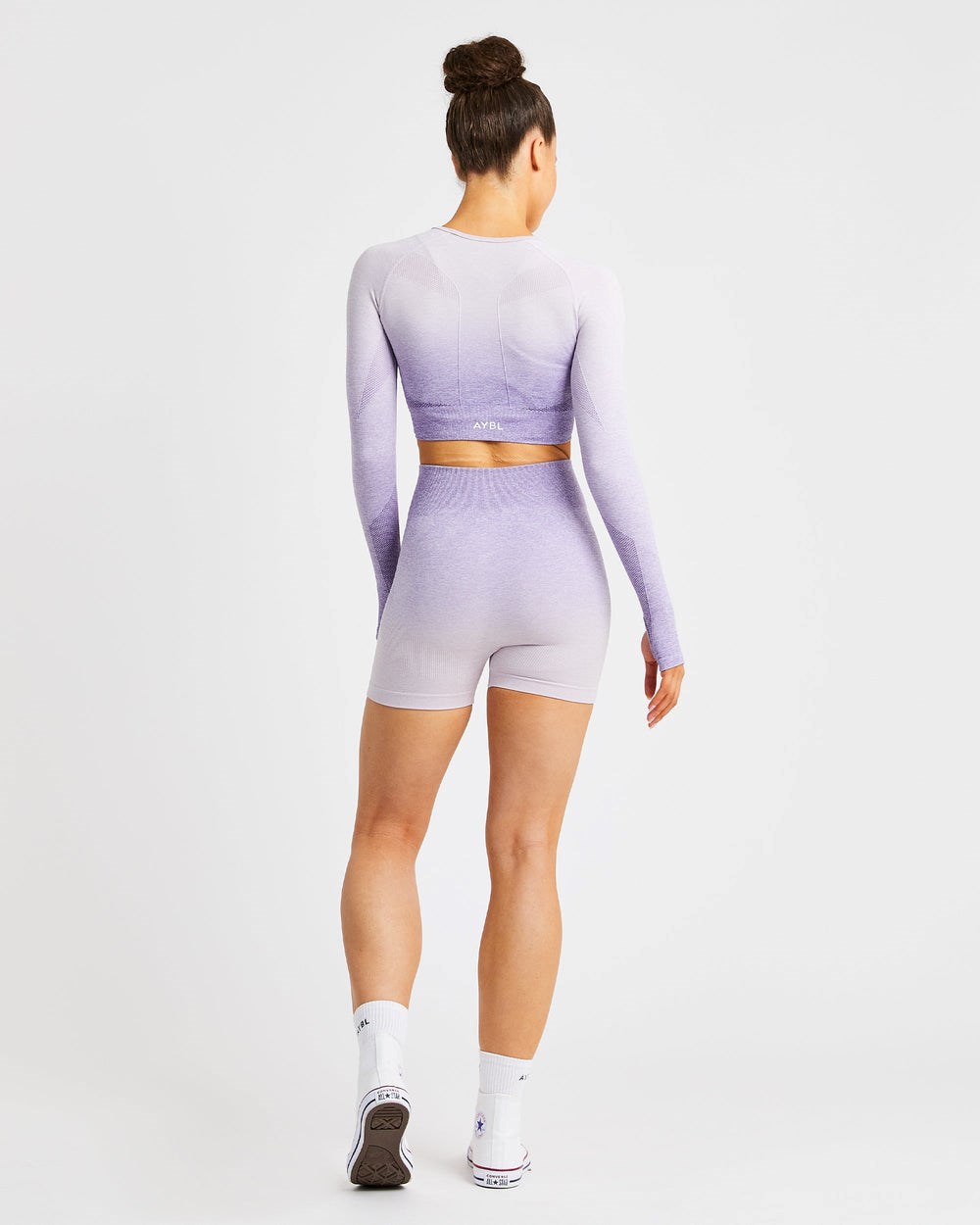 AYBL Pulse Ombré Seamless Long Sleeve Crop Top Lilac | MSFLN0832