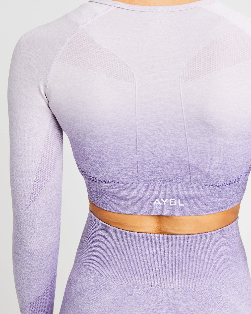 AYBL Pulse Ombré Seamless Long Sleeve Crop Top Lilac | MSFLN0832