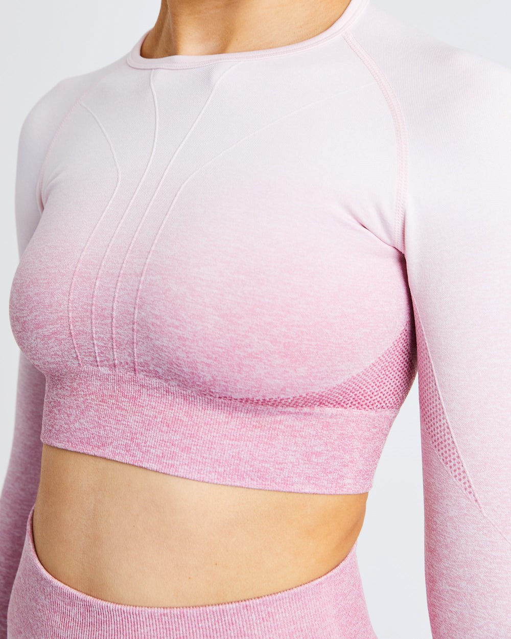 AYBL Pulse Ombré Seamless Long Sleeve Crop Top Rosas | YRKLO9861