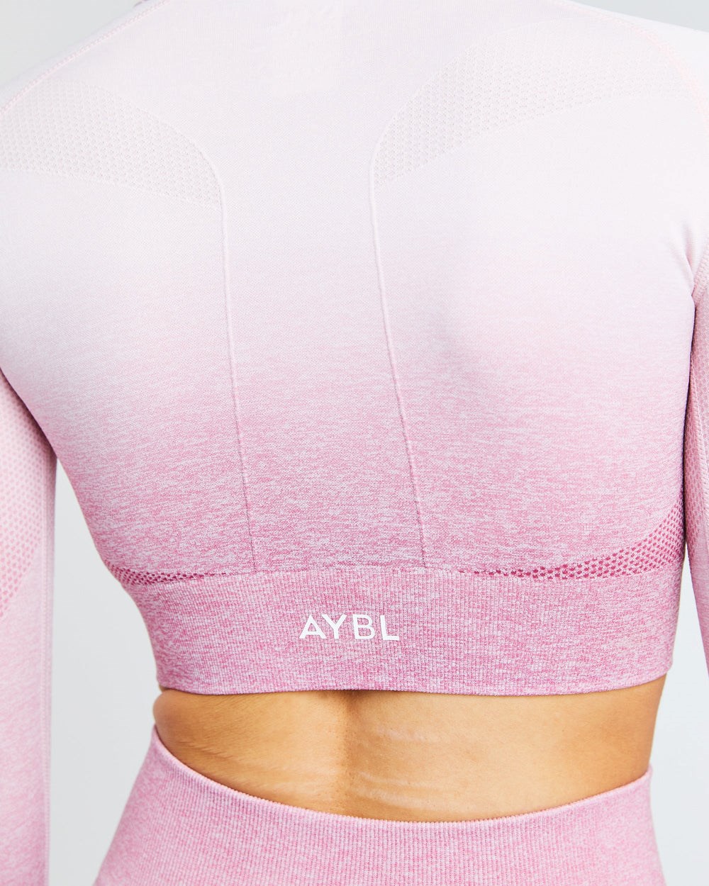 AYBL Pulse Ombré Seamless Long Sleeve Crop Top Rosas | YRKLO9861