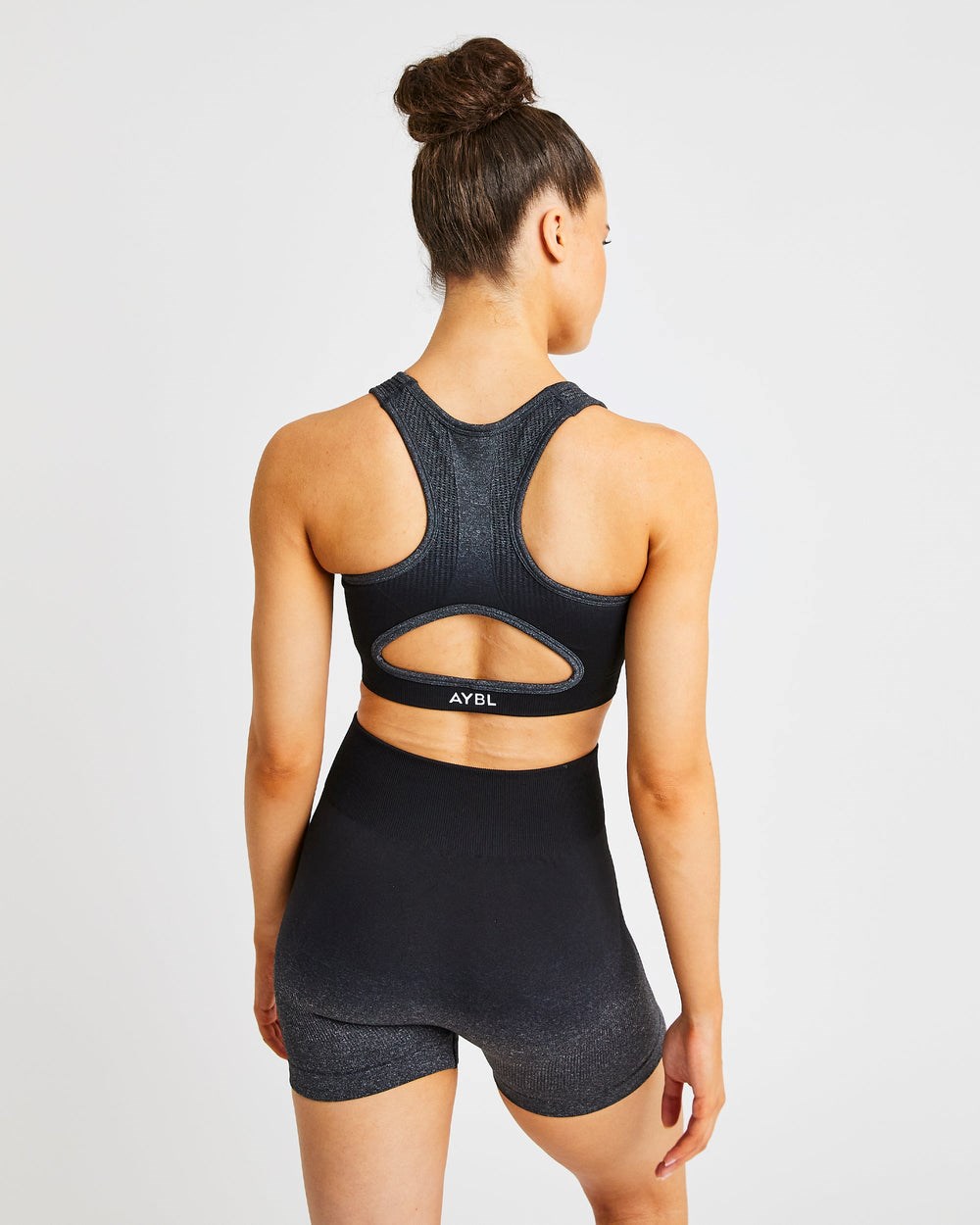 AYBL Pulse Ombré Seamless Sports Bra Black/Grey | IUTJC4268