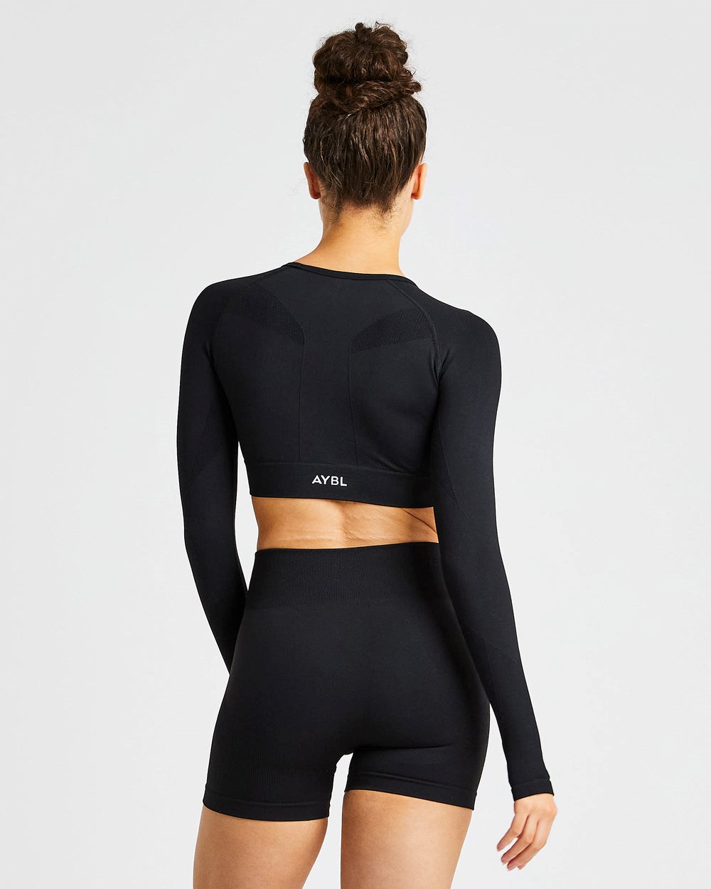 AYBL Pulse Seamless Long Sleeve Crop Top Negras | HUZDG1702