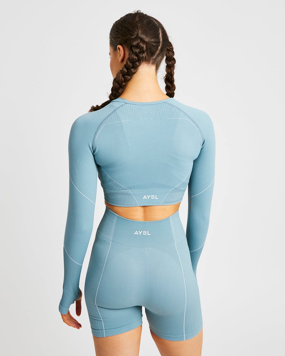 AYBL Reflex Seamless Long Sleeve Crop Top Teal | AZRDH2031