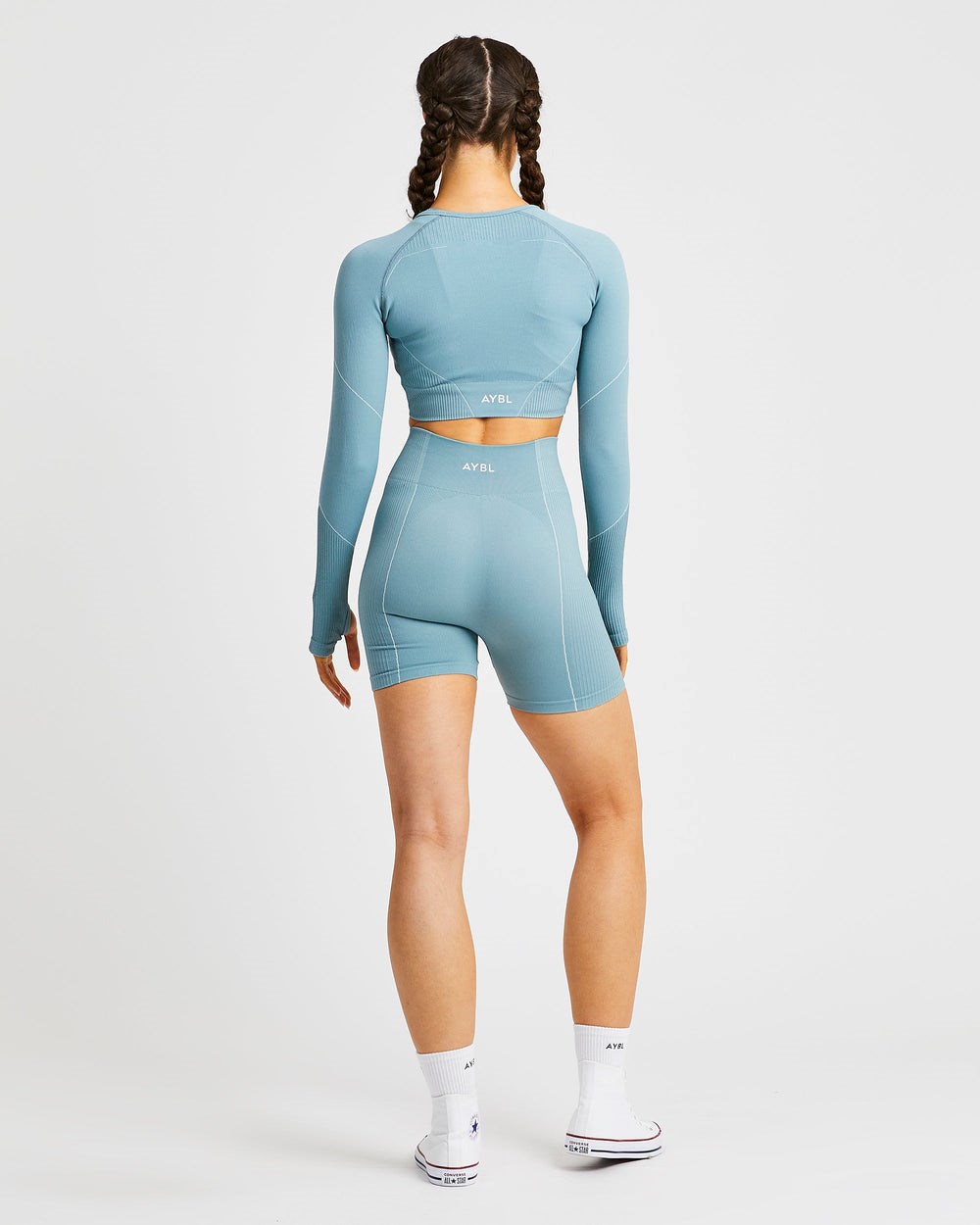 AYBL Reflex Seamless Long Sleeve Crop Top Teal | AZRDH2031