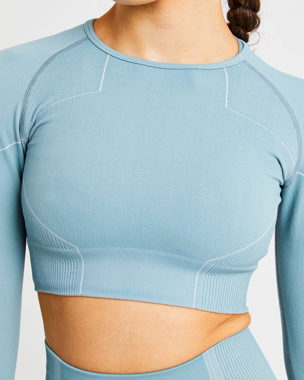 AYBL Reflex Seamless Long Sleeve Crop Top Teal | AZRDH2031