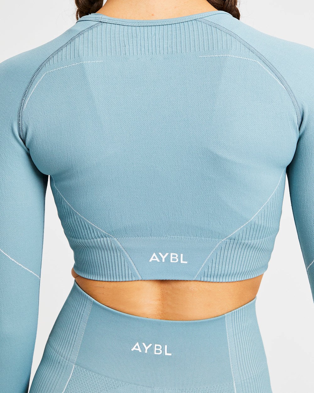 AYBL Reflex Seamless Long Sleeve Crop Top Teal | AZRDH2031