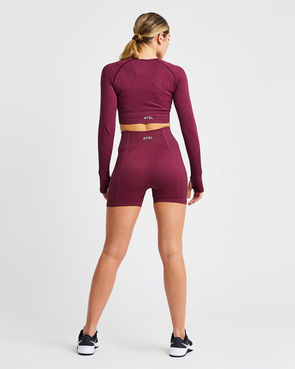 AYBL Reflex Seamless Long Sleeve Crop Top Plum | CJZOP1239