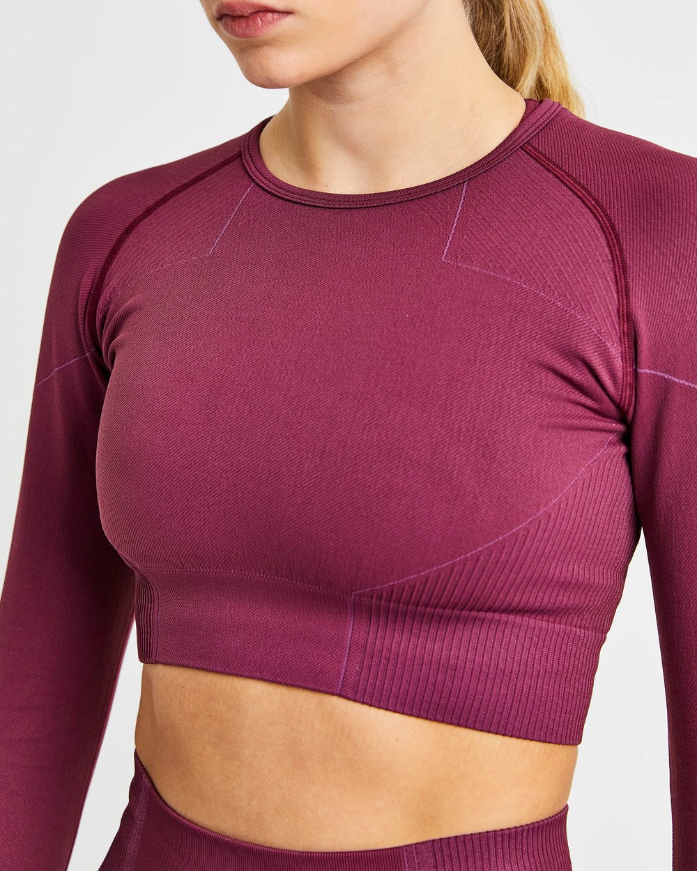 AYBL Reflex Seamless Long Sleeve Crop Top Plum | CJZOP1239