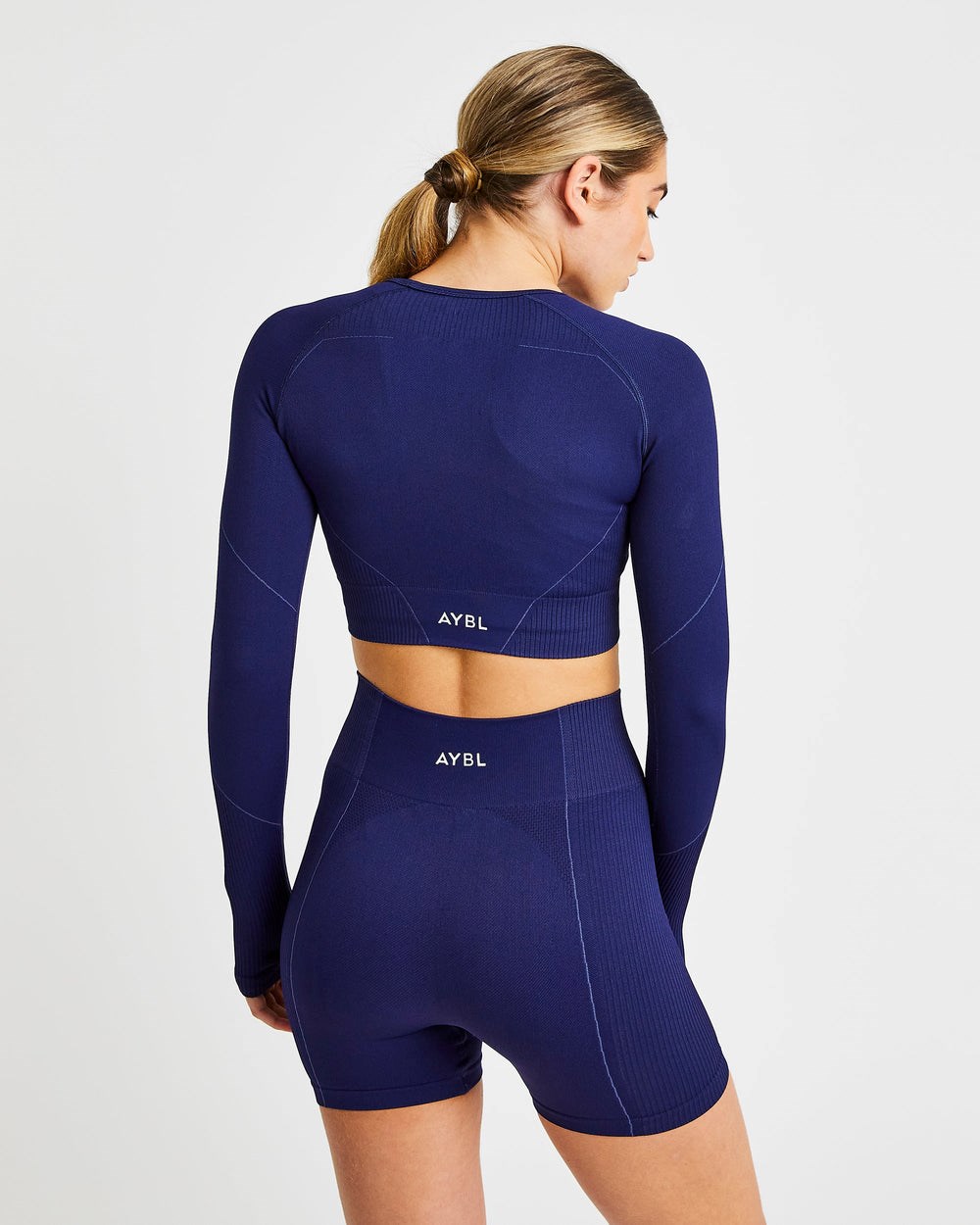 AYBL Reflex Seamless Long Sleeve Crop Top Azul Real Azules | SDGPI5601