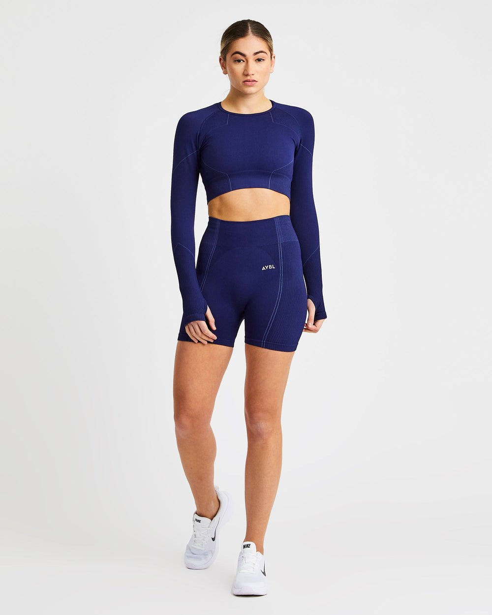 AYBL Reflex Seamless Long Sleeve Crop Top Azul Real Azules | SDGPI5601