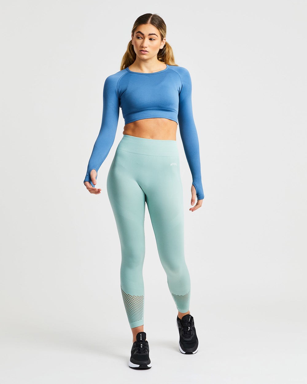 AYBL Reform Seamless Long Sleeve Crop Top Azules | DOWZP0584