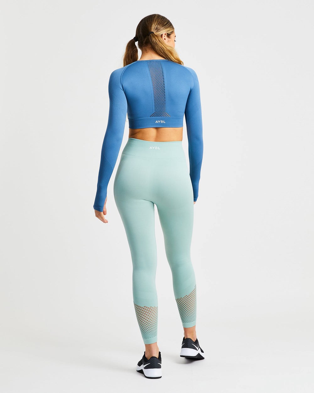 AYBL Reform Seamless Long Sleeve Crop Top Azules | DOWZP0584