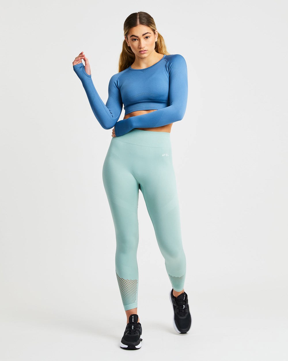 AYBL Reform Seamless Long Sleeve Crop Top Azules | DOWZP0584