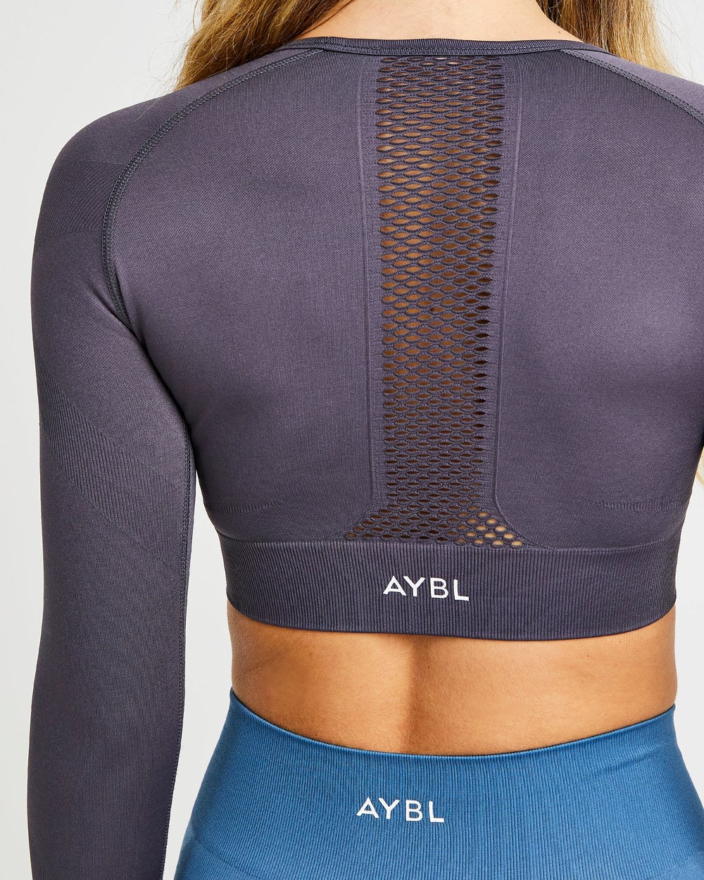 AYBL Reform Seamless Long Sleeve Crop Top Charcoal | HFVXA3819