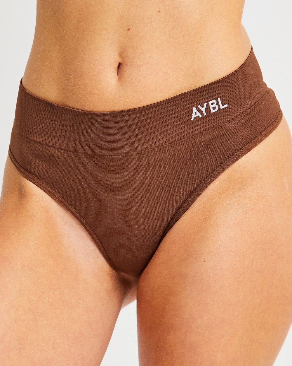 AYBL Seamless High Rise Tanga Marrones | BMQVK9741