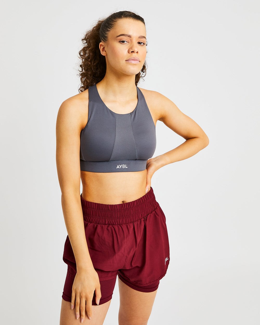 AYBL Sportive High Neck Sports Bra Charcoal | KOTIN3167