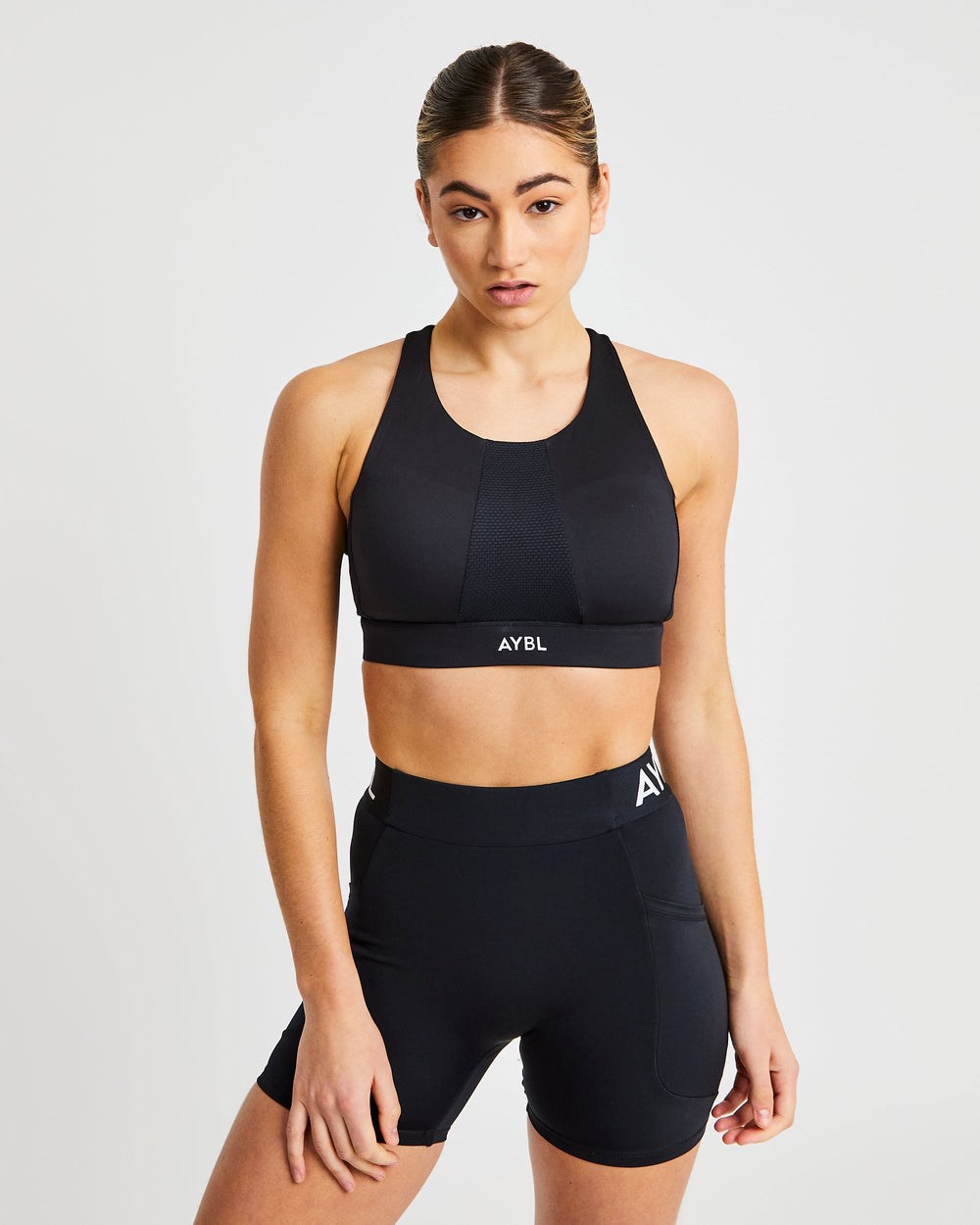 AYBL Sportive High Neck Sports Bra Negras | LEFXJ0394